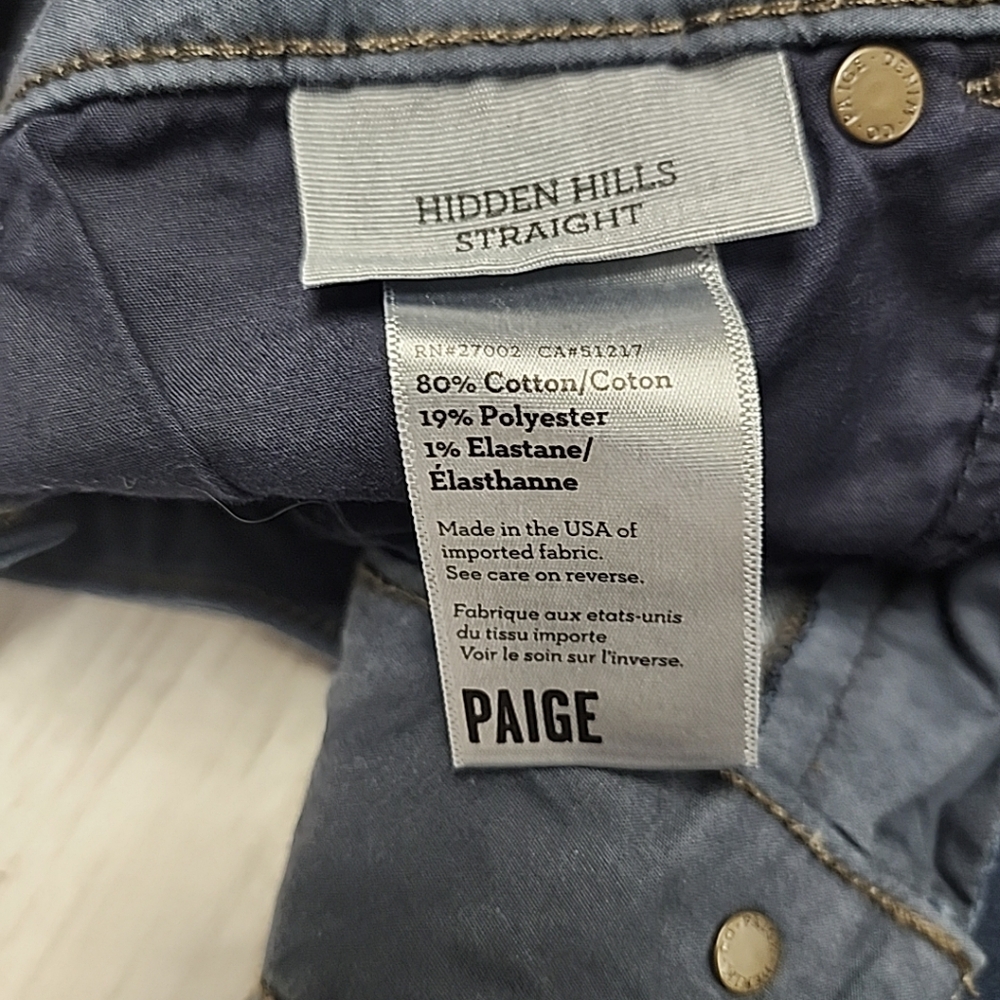 PAIGE Hidden Hills Straight Jeans Champion Wash Size 26x32 - Picture 10 of 13